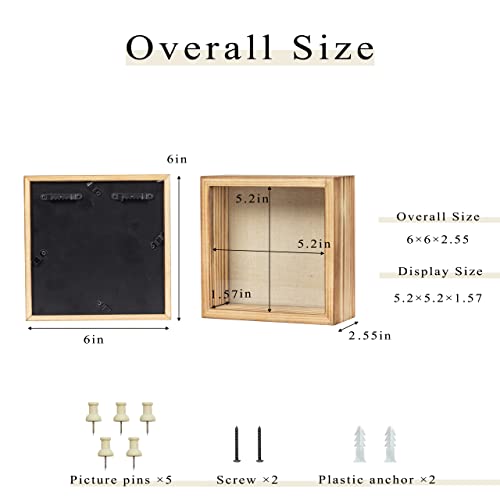 Image of Shadow Box Frame 6x6 Shadow Box Display Case with Linen Back of Awards Memorabilia Flower, Pictures, Keepsakes、Bouquet、Medals and More Photos Memory Box