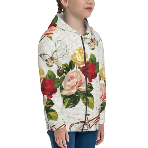 Vintage Flower Kid Hoodies Boys Zip Up Sweatshirts Girls Pullover with Pocket4