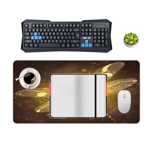 Mouse Pad Grande Abstract Yellow Dragonfly de Goma miniatura 4