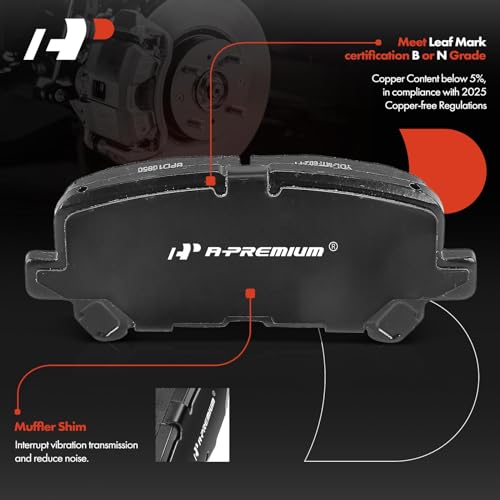 A-Premium Rear Ceramic Disc Brake Pads Set Compatible with Honda Odyssey 2011-2017, Pilot 2009-2015 & Acura MDX 2007-2013, ZDX 2010-2013, 4 Pcs by A-premium - Image 2