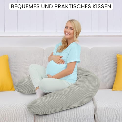 Amilian Stillkissen XXL 170 cm – Seitenschläferkissen für Schwangerschaft & Stillzeit – Lagerungskissen mit Füllung & abnehmbarem Bezug - Tauglanz