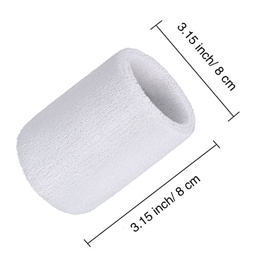 Bememo 12 Pack Sweatbands Sports Wristband Sweat Band for Men and Women, Good for Tennis, Basketball, Running, Gym, Working Out (White) - Thumbnail 4