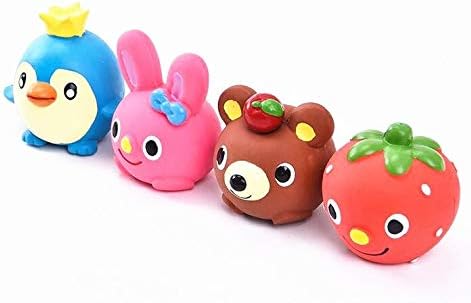 CatYou 4PCS Safe Latex Dog Squeaky Toys, Small Chew Molar Dog Toys, 2.3-Inch Tall, for Puppy Small Medium Dogs