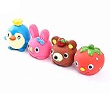 CatYou 4PCS Safe Latex Dog Squeaky Toys, Small Chew Molar Dog Toys, 2.3-Inch Tall, for Puppy Small M