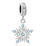 SANCARDY Heart of Charms Merry Christmas Shiny Snowflake Charms Dangle Charms Beads for Charm Bracelets (Blue)