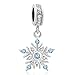 Heart of Charms Merry Christmas Shiny Snowflake Charms Dangle Charms Beads for Charm Bracelets (Blue)