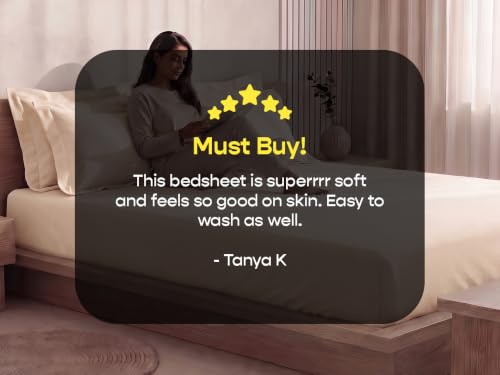 Image of SleepyCat 300 TC Cotton-Soft Microfiber Bedsheet with 2 Pillowcases|Wrinkle-Free|300 TC Plain Weave|No Creases, No Shrinkage|No Colour Fading|150 GSM|Cream|Fits Mattress Upto 8 Inches|Double