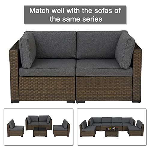 Kinbor Outdoor Loveseat - 2 Piece Patio Couch，Balcony Furniture Set，Wicker Loveseat Outdoor Deck Furniture Grey Patio Furniture Set For Garden Deck Porch #TOP3
