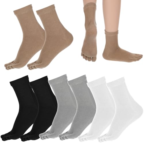 Lnngub 4 Paare Zehensocken, Fünf Finger Socken aus Baumwolle 36-39 Einheitsgröße Socken für Damen Atmungsaktive Sportsocken für Laufen, Tennis, Basketball, Wandern, Radfahren, Alltag(4 Farben)