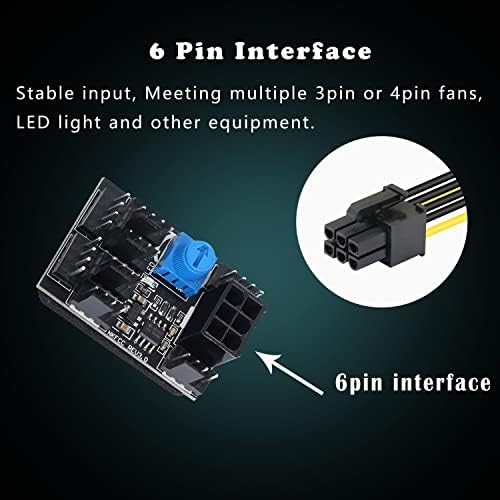 3 Pin 4 Pin Fan Adapter PWM PC Chassis Cooling Fan Hub 8 Way Splitter 12V Speed Controller with 6 Pin Power Port