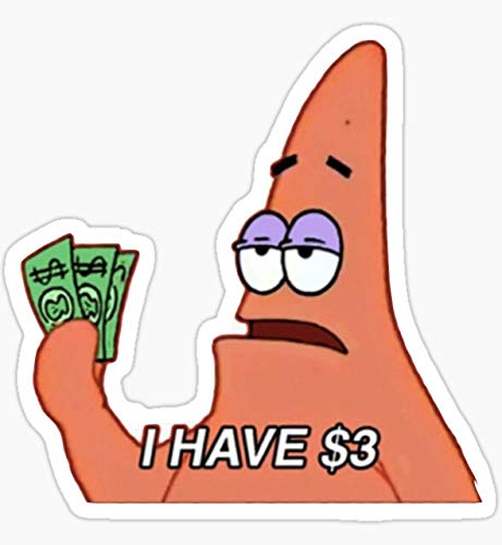 Patrick Star Meme Sticker - Sticker Graphic - Auto, Wall, Laptop, Cell, Truck Sticker for Windows, Cars, Trucks