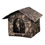 Niche semi-fermée pour chat – Cachette imperméable pour animal domestique – Niche robuste pour éviter l'hypothermie – Maison pour chat à installation rapide avec coussin intérieur doux et doux –