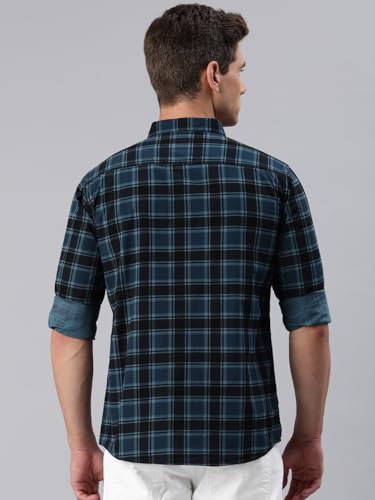Image of Majestic Man Men Small Checkered Slim Fit Cotton Casual Shirt