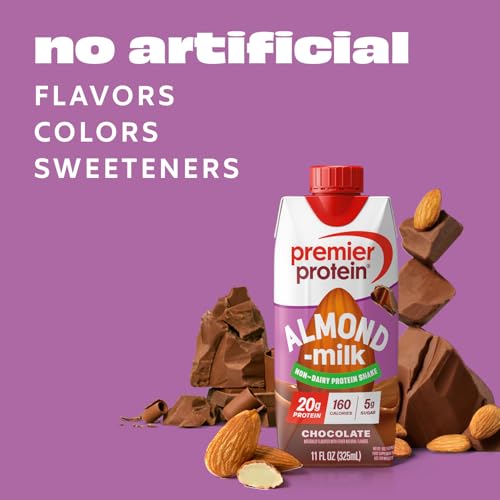 Image of Premier Protein Non-Dairy Almondmilk Protein Shake, 20g, Chocolate, 4 Pack | Plant-Based Protein, 160 Calories, 5g Sugar, Supports Muscle Health, Gluten-Free, 11 oz