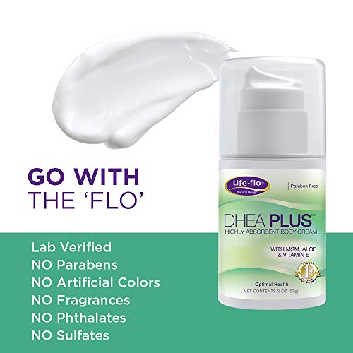 Life-flo DHEA Plus Cream | Fragrance Free | 15 mg of Natural DHEA Per Press of the Pump | Includes Aloe Vera, MSM & Vitamin E for Skin | 2 oz