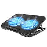 LIENS Laptop Cooling Pad with Adjustable Height Two 5.1 Inches Fan 2 USB Ports Suitable for 12"-15.6" Laptops（Black）