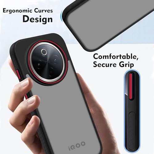 Image of V-TAN Back Cover for IQOO Z10 Compatible Case, Matte Finish Transparent Case, TPU, Camera Protective Shockproof Cover (Black)