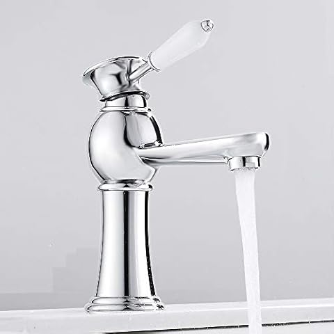 Basin Mixer Tap Chrome Bathroom Sink Taps Single Lever with UK Standard Hot and Cold Hoses Modern Bathroom Washroom Cloakroom Faucet Cover