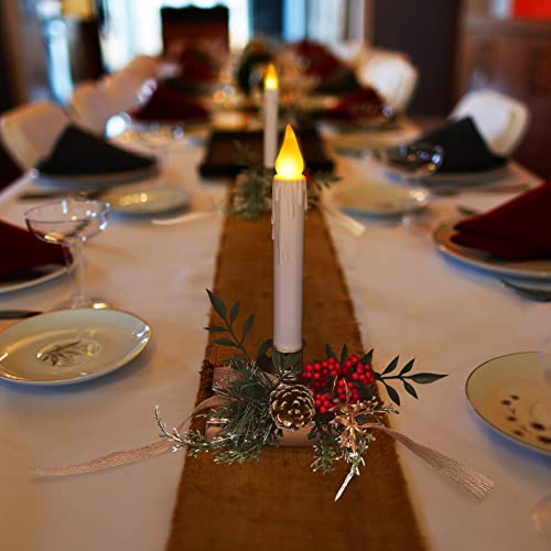 Furora Lighting Flameless Candles Red Candles Set Of 8 With Remote Bundle With Led Taper Candle With Gold Ribbon Holder Set Of 1 (10 Battery Candles) Pillar Candles, Votive Candles And Taper Candles #TOP3