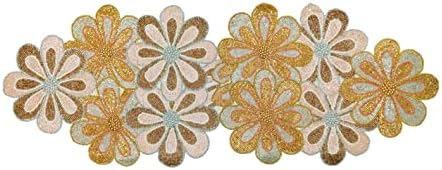 Beaded Table Runner 36 inches Long Christmas Snowflake Coastal Shell Sunflower Beaded Table Runners Acrylic Flower Design for Halloween Hanukkah Coffee Tropical - 13"x36" Multi