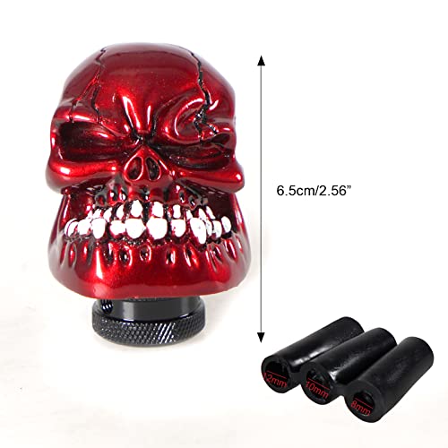 Yiuiy Universal Skull Head Gear Shift Knobs,Devil Skeleton Shape With Big Tooth Shifter Knob Compatible With Manual Automatic Car Red #TOP1