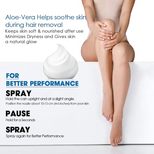 Image of Hair Pure Instant Hair Removal Spray for Women | Fast & Gentle Body Hair Removal with Aloe Vera | Suitable for Sensitive Skin | For Legs, Arms, Underarms, Chest, Back & Bikini Area | 6-Minute Application | No Razor, No Waxing | 200ml Smooth Skin Hair Remover