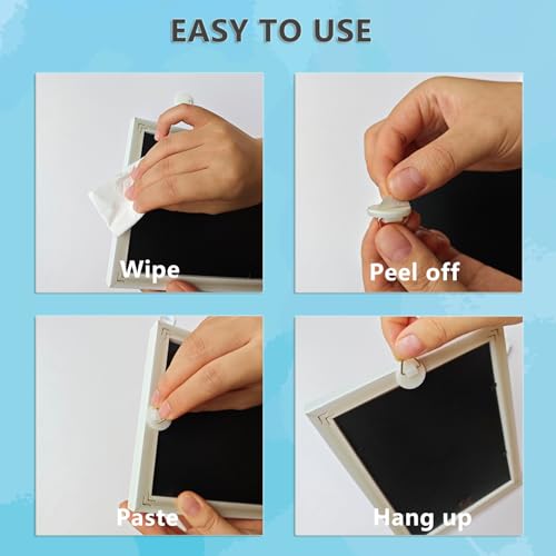Image of 48 Pcs Invisible Adhesive Plate Hanger Plastic Adhesive Picture Hanging Hooks without Nails Plastic Holders Sticky Hangers for Plate Pictures Wall Art Decor Supplies, White