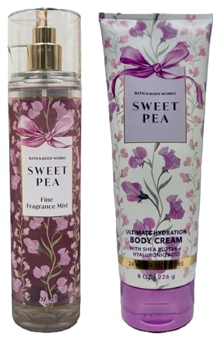 Bath and Body Works Sweet Pea Mist and Body Cream Set - Full Size