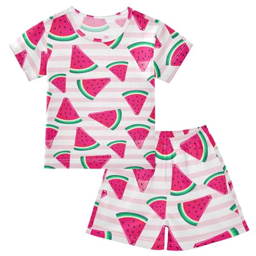 Watermelon Stripe Pajama Set Short Sleeve Pajamas Shorts Sets Cotton Soft Loungewear Sleepwear 5Y