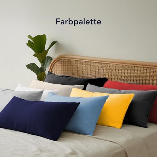 Dreamzie Kissenbezug 40 x 80 (Set mit 2) - 100% Jersey Baumwolle 150 g/qm Kissenbezüge -Gelb - Für Kissenbezug 40x80 - Kissenhülle - Resistent und Hypoallergen 6