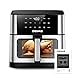 DEIME Air Fryer 10.2 QT, 1700W Large Capacity with 10 Preset, Visual Cooking Window, Non-Stick Basket, Recipe Included (Silver)
