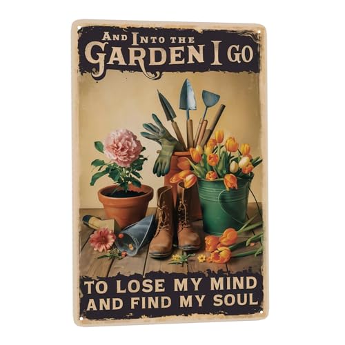8x12 Inch Metal Sign Garden Lose Mind Find Soul Quote Retro Wall Decor For Garden Shed Porch Patio Potting Bench Greenhouse Reading Nook And Farmhouse Wall Spaces