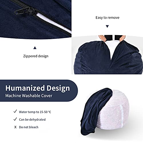 Giantex Bean Bag Chair, 3Ft Sponge Filled Floor Chair With Soft Microfiber Cover, Washable Zipped Lazy Sofa Chair, Recreational Room Nursery, Bedroom, Living Room, Office (Blue, 3 Ft) #TOP1
