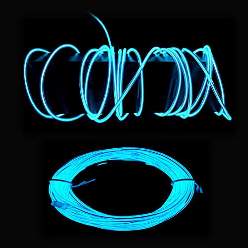 Image of dobestyou ice Blue EL Wire -5m Glow-in-The-Dark Electroluminescent Wire with Controller, Waterproof Flexible Light Strip for Halloween Costumes, Cosplay, Rave Parties & DIY Nighttime Decorations