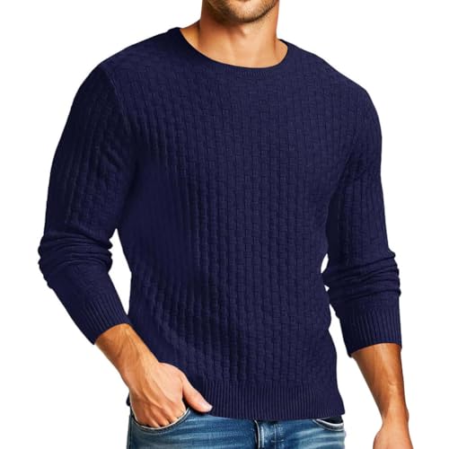 Pull basique tricoté en maille douce à col rond pour homme