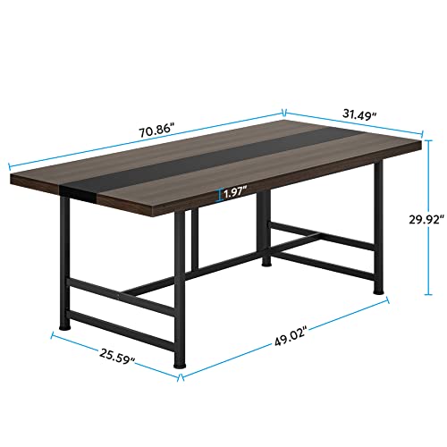 Tribesigns Dinning Table For 6 People, 70 Inches Home & Kitchen Table, Wood Large Dinning Room Tableb With Metal Frame For Family Gathering Or Party (Rectangular), W70.86 * D31.49 * H29.92 Inches #TOP1