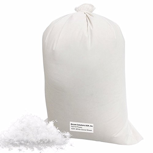 Dream Solutions USA Bulk Goose Down Filling (1/2 lb.) 700 Fill Power – 100% Natural White, No Feathers – Fill Comforters, Pillows, Jackets and More – Ultra-Plush Hungarian Softness Brand