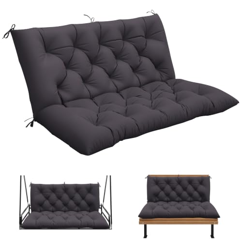 Pakunoda Porch Swing Cushion with Backrest, Waterproof, 47x40x5 in, Grey