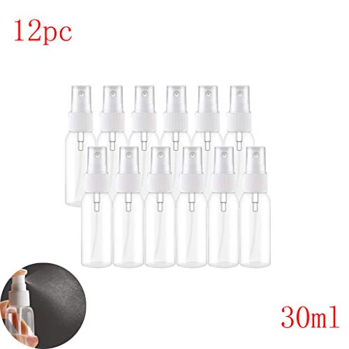 Preisvergleich Produktbild Madmoon 12PC Sprühflasche klein,Clear Zerstäuber Sprayflasche leer, Parfumzerstäuber, Tragbares Reiseflaschen Set,Atomiser Plastic Sprühflaschen mit Plastiksprühgerät (30ML)