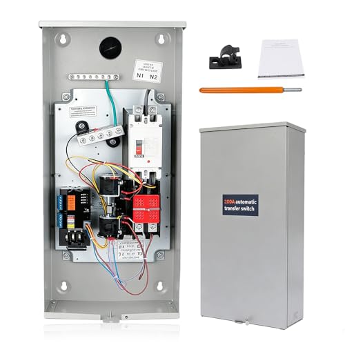 KARTONMOTOR 200 Amp Single Phase Generator Automatic Transfer Switch w/Power Management Replacement for Generac RXSW200A3 Service Entrance Rated Transfer Switch NEMA 3R Aluminum Enclosure