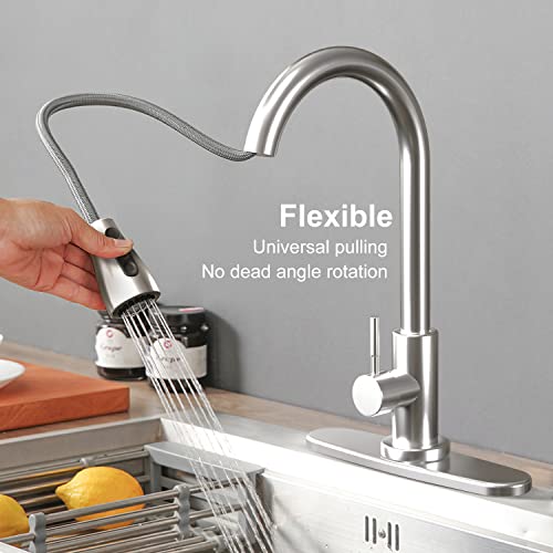 Kitchen-Faucets,Kitchen Faucet With Pull Down Sprayer -Kitchen Sink Faucet -Stainless Steel #TOP2