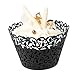 GOLF 100Pcs Cupcake Wrappers Artistic Bake Cake Paper Filigree Little Vine Lace Laser Cut Liner Baking Cup Wraps Muffin CaseTrays for Wedding Party Birthday Decoration (Black)