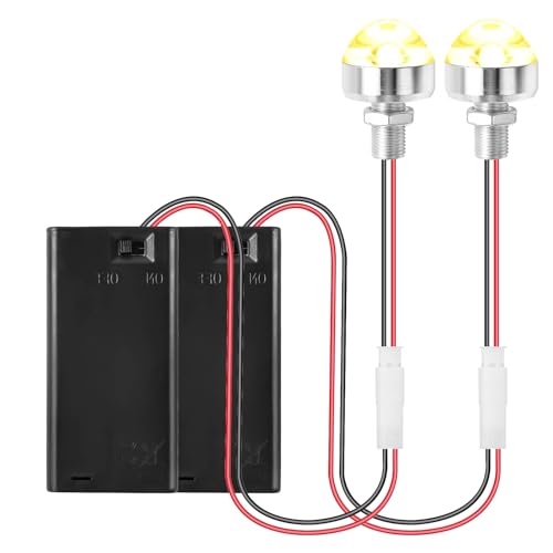 RDTOK 2 miniluces LED para casa de muñecas con soporte para pilas, luz blanca cálida, funciona con pilas, luces micro LED para modelismo, accesorios para casa de muñecas