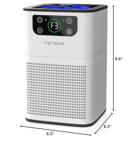 Air Purifiers for Bedroom Home, FETIONS Air Cleaner with Fragrance Sponge Sleep Mode 3-in-1 Filtration System, Compact with H13 Filter for Pet Dander Pollen Smoke Dust Odor, White,1 Pack