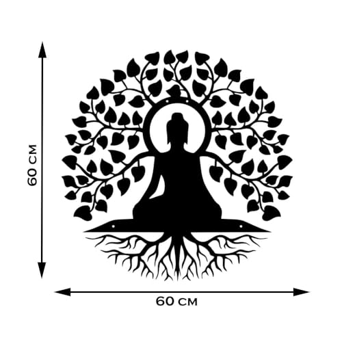 Image of Saifix Buddha Metal Wall Art for Home Decor | Laser Cut Iron Wall Hanging | Meditation Room, Living Room, Yoga Studio & Spiritual Interior Decoration | Rust-Proof Matte Finish Panel(24 inch)