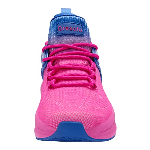 Dresofu Women's Casual Breathable Walking Non-Slip Shoes Platform Lightweight Jogging Tennis Sneakers, Blue Pink, Us Size 5.5 #TOP4