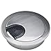 Satin Nickel Metal Cable Grommet - 2 Piece"Lock in" Feature with"Brush" Opening for Management of Office & Computer Desk Wires - 2 3/8" Hole Opening - 1 Pack