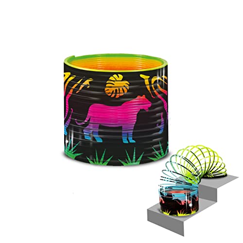 Super Spring Resorte Mágico - Safari de Deluxebase. Juguete de Resorte arcoíris de 6,5 cm con diseño de Animales Salvajes. Fantástico Juguete antiestrés para Adultos y niños Cover
