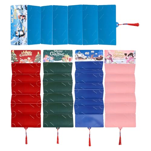 クリスマス現金入れ封筒 | ウィンターホリデー タッセル シーンプロップ,10仕切り クリスマス お金 カード ホルダー 封筒,友人 カップル 家族 女友達 男友達 息子 娘 用