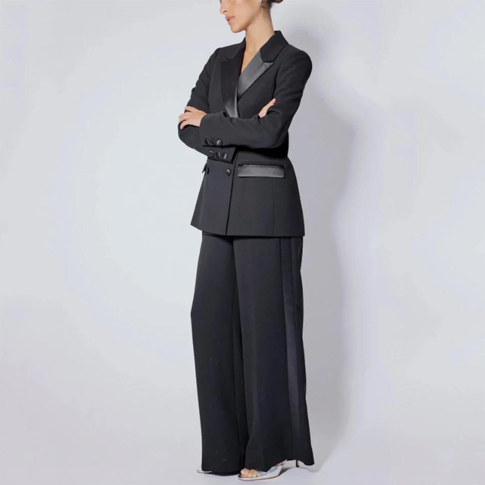 Women’S Peak Lapel Double Breasted Slim Blazer and Pants – Daily Office Banquet Business Attire